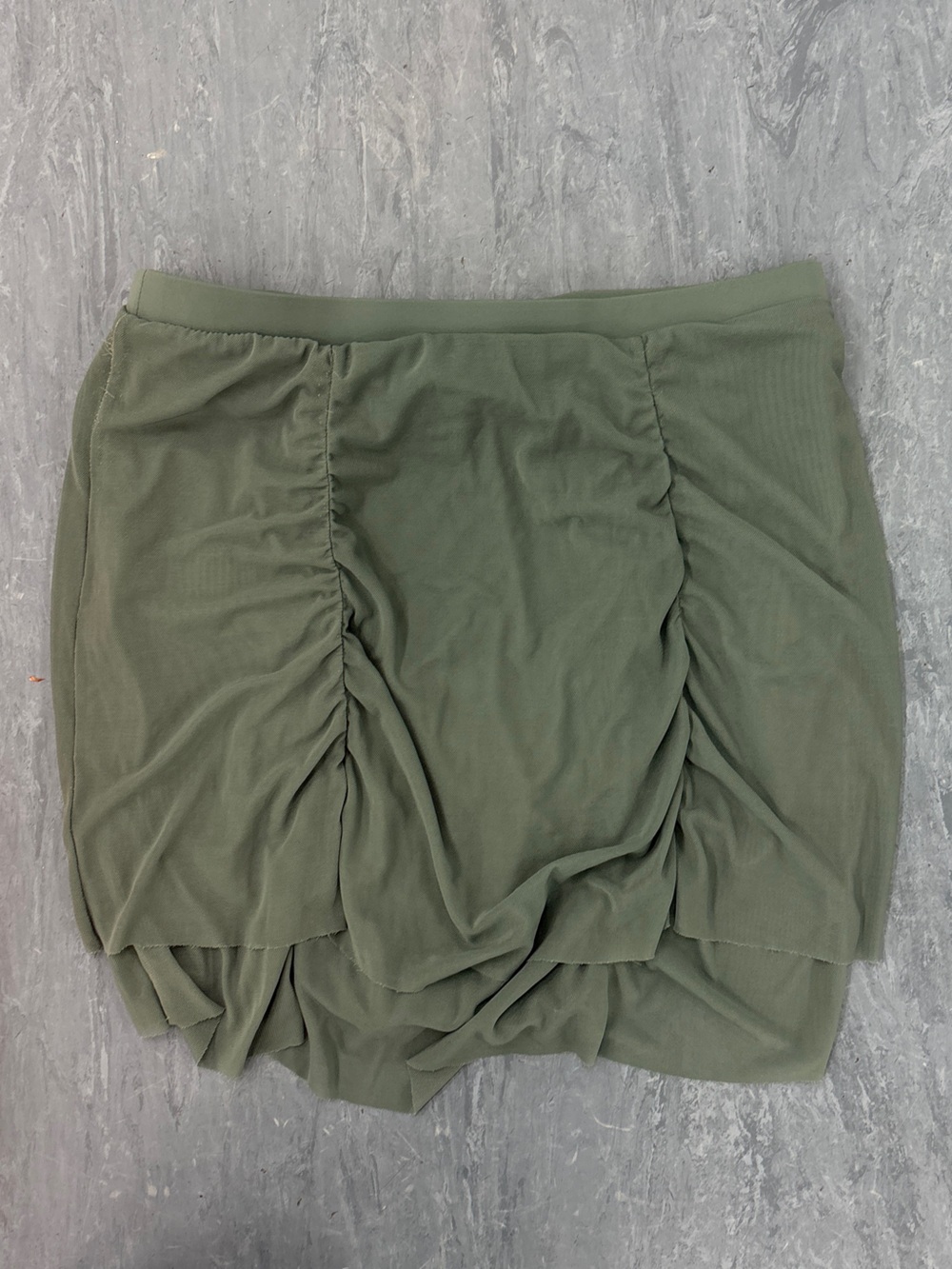 Weissman Olive Ruched Layered Mini Skirt